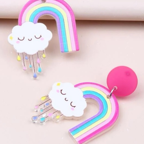 Rainbow and Cloud Earrings - Picture 2 of 5
